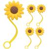OFFSCH 5 Pezzi Tappi di Paglia in Silicone a Forma di Girasole Giallo Antipolvere per Cannucce da 10mm, Facili da Pulire, per Picnic e attività All'aperto Tumbler