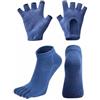 Generic Calze Sportive Antiscivolo Guanti Senza Dita Calzini a Dita Integrati Guanti Cotone Pettinato in Silicone per Stabilità E Traspirazione Adatte a, Blu Scuro