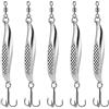 Dr.fish 5pcs Sea Fishing Spinners Dexter Wedge Esche Metallo Jigs Spoon Treble Hook con 10 Girelle Casting per Bass Cod Sgombro Silve 21g 28g