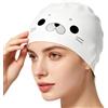 Generico Womens Swim Caps Waterproof - Cute Seal Silicone Comfortable Protection