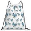 Tamiger Blue Butterfly On Blossom Flower Print Leggero Pieghevole Coulisse Zaino Outdoor Sport Bag Allenamento Viaggi Yoga, bianco, One Size, Classico