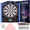 WIN.MAX Bersaglio elettronico professionale con marcatore laser | Pennarello Toe Line con voce tedesca, adatto per batterie/adattatori per 1 a 8 giocatori con 12 freccette