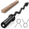 TEEMOO Olympic EZ Curl Barbell Bar, 119,4 cm Curl Bar con 2 Collari a Molla, Barra Curling per Sollevamento Pesi, Squat, Spinta dell'anca, Bicipiti, Capacità di Peso 226,8 kg, Finitura E-Coat per pesi