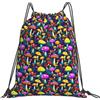 Tamiger Zaino leggero pieghevole con coulisse con stampa di funghi luminosi, borsa sportiva all'aperto, allenamento, viaggi, yoga, bianco, One Size, Classico