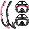 Jwintee Set di 2 maschere da snorkeling per adulti con maschera panoramica e boccaglio Dry-Top, anti-appannamento, impermeabile in vetro temperato, per immersioni e nuoto