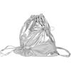TOPBATHY Zaino Coulisse, Drawstring Backpack, Borsa da Palestra in Nylon, Pieghevole, Grande Capacità, Argento, Doppia Spalla, per Viaggio e Palestra