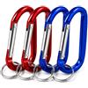 GLOW Wholesale Confezione da 4 moschettoni in alluminio grandi con anello a D con portachiavi, 8 cm, clip portachiavi a molla, 2 rossi e 2 blu, clip portachiavi leggere per chiavi, zaino, bagagli, borsa da palestra