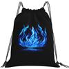 Tamiger Indigo Flame Print Print Leggero Pieghevole Coulisse Zaino Outdoor Sport Borsa Allenamento Viaggi Yoga, bianco, One Size, Classico