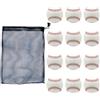 YHomU Confezione da 12 palle da baseball morbide in poliuretano con borsa a rete, 2.8 in / 7 cm, per allenamento junior, palle da baseball bianche con punti rossi, morbide e di lunga durata per una