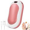 WIYETY Scaldamani elettrico portatile da 6000 mAh, ricaricabile tramite USB, con display digitale, riscaldamento su entrambi i lati, 3 regolabili, 40-60 °C, rosa