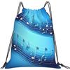 Tamiger Zaino leggero con coulisse pieghevole con stampa di note musicali blu cielo borsa per sport all'aria aperta allenamento viaggio yoga, bianco, Taglia unica, Classico