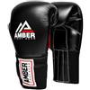 Amber Fight Gear MFG - Guantoni da boxe professionali in pelle con , per MMA, kickboxing, sparring, sacco da boxe, colore: nero