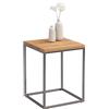 M2 Kollektion Ralf - Tavolino da salotto, in legno, in metallo, effetto acciaio inox, in legno massello oliato, 40 x 40 x 52 cm