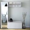 Dmora Mobile da Ingresso Mirtilla 45x90x45h cm Bianco Specchio Incluso 8 Ripiani, Appendiabiti Made in Italy