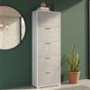 Dmora - Scarpiera Surfinia, Mobile multiuso da ingresso con 5 ante a ribalta, Armadietto portascarpe a doppia profondità, 100% Made in Italy, 67x28h183 cm, Bianco e Cemento