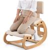 VEVOR Sedia Ergonomica da Ginocchio con Cuscino in Schiuma, Sedia Inginocchiata per Scrivania Struttura Schienale in Legno, Sgabello Regolabile per Sollievo di Collo Schiena da Ufficio Casa Lavoro