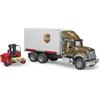 BRUDER 02828-SCALA 1:16-CAMION UPS LOGISTICA MACK CON CARRELLO ELEVATORE-NUOVO