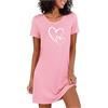 Marvmys Camicia da Notte Donna Cotone Maniche Corte Abbigliamento Donna Camicia da Notte Stampata Dell'Amore Confortevole Pigiama a Girocollo S-3XL