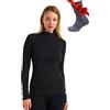 Merino.tech Maglia Donna Merino Wool Mezza Zip - 100% Lana Merino + Calzini | Intimo tecnico donna maniche lunghe con mezza zip, midlayer per corsa e fitness, confortevole, anti-odore, caldo