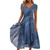 Generico Vestiti Donna Primavera 2024 Eleganti Stampa Floreale Vestiti Casual Donna Casual Maniche Corte Chic Elegante Abito per La Primavera E L'Estate Confortevole Vestito Donna Offerta
