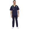 TARF LAVORA CON TE - Uniformi sanitarie unisex, Divisa medico uomo e donna, Uniforme ospedaliera completa con Casacca e Pantalone per Medico, Infermiere, Oss, Veterinario, Laboratori (XS, Blu Navy)