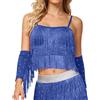 YOSUWOAI Top da donna con paillettes, top per danza del ventre, con frange glitterate, top per danza latina, top senza maniche, top sexy crop top da danza gogo, per feste, discoteca, top glitterato