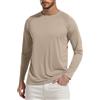 YOSUWOAI Maglietta da uomo, a maniche lunghe, per escursioni, surf, pesca, estate, leggera, traspirante, strato base 50+, UV, per spiaggia, sport, maglietta con scollo rotondo