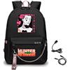 LKY STAR Anime Hisoka Daypacks Ragazze Ragazzi Zaino con Caricatore USB Presa per Le Cuffie Zaini per PC Portatili,Grande Capacità Hunter Backpack per Adolescente