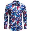 YOSUWOAI Camicia da uomo Hippies 70 floreale retrò a maniche lunghe anni '70, vestibilità stretta, per il tempo libero, per carnevale, feste a tema, T12 viola, XXL
