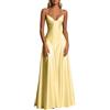 Generic Abito da donna lungo aderente a sirena, elegante, per cerimonia, matrimonio, ospite con spalline, spaghetti/Halter/spalla nuda sera, cocktail, chic, vari colori disponibili, 3-giallo, S
