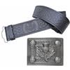 Kilt Mania Set di cintura e fibbia per kilt in pelle, cintura in rilievo con cardo scozzese con fibbie in argento antico con nodo celtico realizzato in peltro - Cinture da kilt da uomo