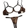 YOSUWOAI Lingerie da donna con motivo leopardato in pizzo, sexy, set di biancheria intima comoda intagliata e aperta seducente senza spogliarsi
