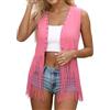 YOSUWOAI Gilet da donna con frange, 60 anni '70, hippie, senza maniche, da cowgirl, in pelle scamosciata, con nappa, cardigan, stile boho, vintage, per outwear cowboy, morbido, nappa, Western