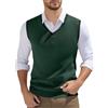 YOSUWOAI Gilet da uomo con scollo a V, elegante maglione da lavoro, per ufficio e tempo libero, senza maniche, slim fit, maglia a tinta unita, per lo sport, da golf