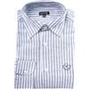 Coveri Camicia manica lunga in misto lino a righe con brand ricamato, Blu XXL
