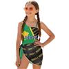 Kuiaobaty Costume da bagno intero per ragazze, taglia 7-18, senza maniche, con copricostume estivo ad asciugatura rapida, Mappa Bandiera Brasili, 7-8 Anni