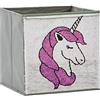LOVE !T STORE !T LOVE IT STORE IT - Cubo Portaoggetti Senza Coperchio - Paillettes Reversibili - Pieghevole - Molto Stabile - Per Cameretta Bambini - Compatibile Kallax - 32x32x32 cm - Grigio con Disegno Unicorno