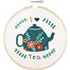 Trimits Kit per ricamo - Kit per principianti da ricamo da 15 cm (6), Kit per punto croce per adulti, Set iniziale con telaio in bambù, tessuto, fili, ago e supporto - I Love Tea