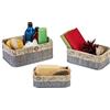 Relaxdays Set da 3 Cestini Portaoggetti, per Cosmetici o Asciugamani, Design Vintage, Varie Dimensioni, Grigio Beige