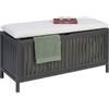 Relaxdays Cesto portabiancheria con Seduta, Noce, Coperchio Imbottito, 50x100x38 cm, Sgabello con vano, Grigio/Bianco