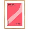 FRAMAI® Cornice per foto 50 x 70 cm quercia con passepartout - Cornice in legno MDF, plexiglass infrangibile, ecologica, con sospensione e supporto, formato verticale e orizzontale