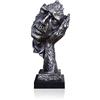 LEPENDOR Decorazioni da scrivania astratte e creative La statua del pensatore, Statue di mani e viso e sculture per la decorazione del soggiorno di casa - (No Ascolta, Argento)