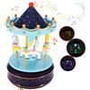 AIDIER Carillon luminoso con carillon a forma di carosello con luci a LED Wind up 4 cavalli rotante figurina musicale vintage sogno giostra regalo natalizio decorazione ornamento