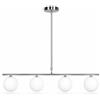 maolo Lampadario Lineare 4 Sfere in Vetro Opalino G9 | Sospensione Moderna Cromata | Design Minimal Elegante per Tavolo Sala da Pranzo Cucina Isola (Cromato)