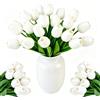 PickGenie 20 Tulipani Finti Artificiali Bianchi PU Realistici Bouquet Decorativo | Tulipano Finto al Tatto Naturale Decorazione Casa Matrimonio Festa Hotel Composizioni Floreali