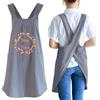 TOPTIE Grembiule da Cucina con Retro Incrociato Personalizzato Ricamato, Grembiule in Cotone e Lino con Tasche per la Pulizia della Cucina