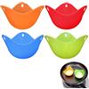 ACKKOR Set da 4 Cuoci Uova in Camicia in Silicone, Stampo per Uova in Camicia Antiaderente per Friggitrice ad Aria, Microonde e Fornello, Facile Rilascio e Pulizia (Arancione, Verde, Rosso, Blu)