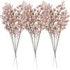 Sea Team Confezione da 24 rami di agrifoglio finti con glitter artificiali, bastoncini decorativi per albero di Natale, piccoli vasi, vacanze, matrimoni, feste, 28 cm, oro rosa
