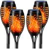 LQWELL® Torce Solari per Esterni da 4 Lampade Solari LED con Effetto Fiamma, Impermeabili IP65, Confezione da 4