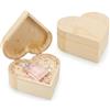 Dexpally 2 Pezzi Scatola Di Legno Con Coperchio 15x15x6.8cm, Scatola Di Legno A Forma Di Cuore, Cassettina Di Legno Portagioie, Scrigno Del Tesoro In Legno A Forma Di Cuore, Per Conservare Gioielli